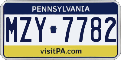 PA license plate MZY7782
