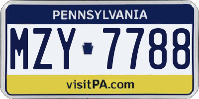 PA license plate MZY7788