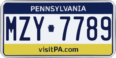 PA license plate MZY7789