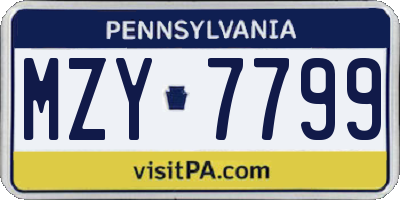 PA license plate MZY7799