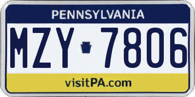 PA license plate MZY7806