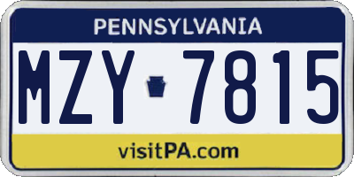PA license plate MZY7815