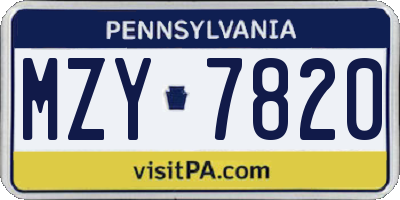 PA license plate MZY7820