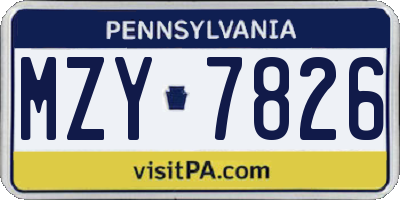 PA license plate MZY7826