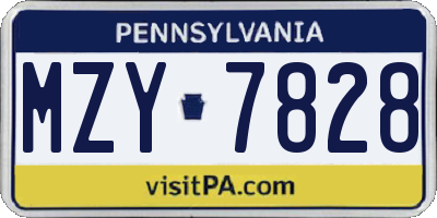 PA license plate MZY7828