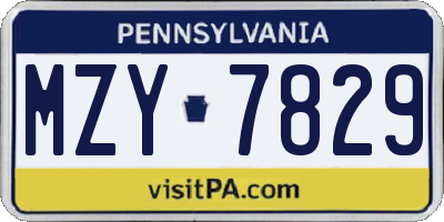 PA license plate MZY7829