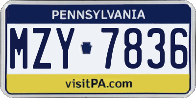 PA license plate MZY7836