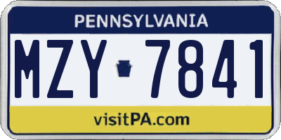 PA license plate MZY7841