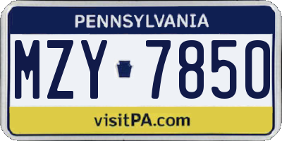 PA license plate MZY7850