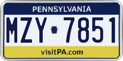 PA license plate MZY7851