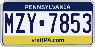PA license plate MZY7853