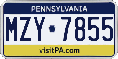 PA license plate MZY7855