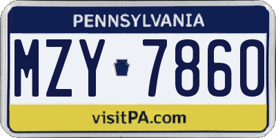 PA license plate MZY7860