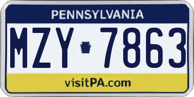 PA license plate MZY7863