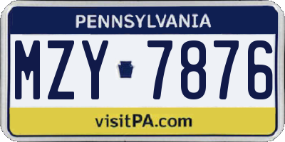 PA license plate MZY7876