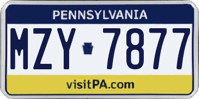 PA license plate MZY7877