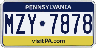 PA license plate MZY7878