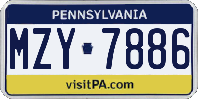 PA license plate MZY7886