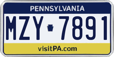 PA license plate MZY7891