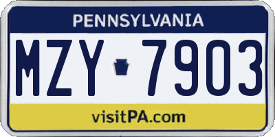 PA license plate MZY7903