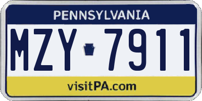 PA license plate MZY7911