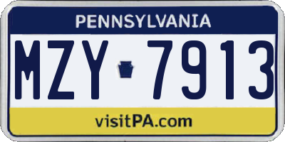 PA license plate MZY7913