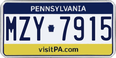 PA license plate MZY7915