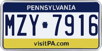 PA license plate MZY7916