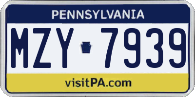 PA license plate MZY7939