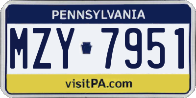 PA license plate MZY7951