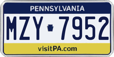 PA license plate MZY7952