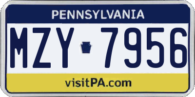 PA license plate MZY7956