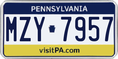 PA license plate MZY7957