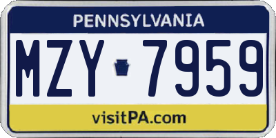 PA license plate MZY7959
