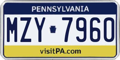 PA license plate MZY7960