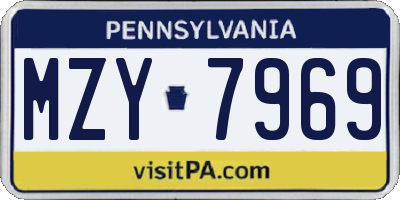 PA license plate MZY7969