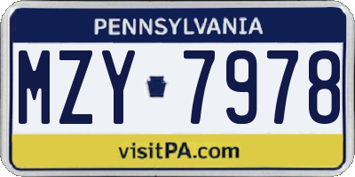 PA license plate MZY7978