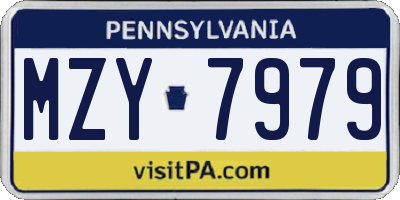 PA license plate MZY7979