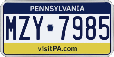 PA license plate MZY7985