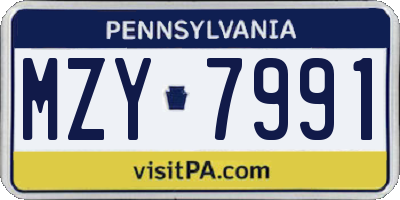 PA license plate MZY7991