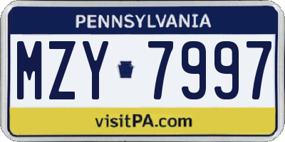 PA license plate MZY7997