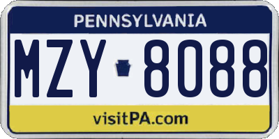 PA license plate MZY8088