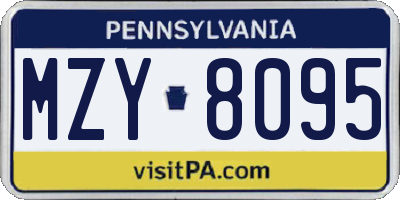 PA license plate MZY8095