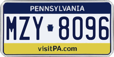 PA license plate MZY8096
