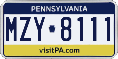 PA license plate MZY8111