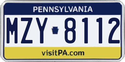 PA license plate MZY8112