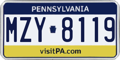 PA license plate MZY8119