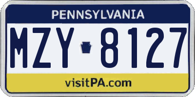 PA license plate MZY8127