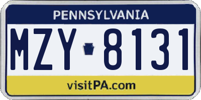 PA license plate MZY8131