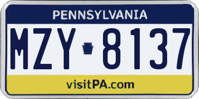 PA license plate MZY8137